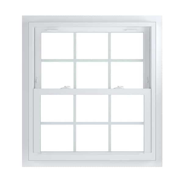 American Craftsman 33.75 in. x 36.75 in. 70 Series Low-E Argon Glass Double Hung White Vinyl Fin with J Window with Grids, Screen Incl