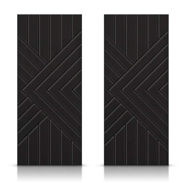 84 in. x 80 in. Hollow Core Black Painted Composite MDF Interior Double Closet Sliding Doors