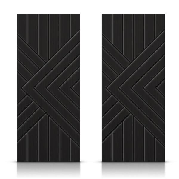 CALHOME 48 in. x 84 in. Hollow Core Black Painted Composite MDF Interior Double Closet Sliding Doors