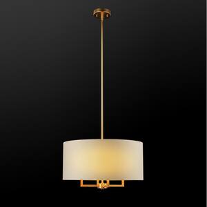 Emery 4-Light Matte Brass Pendant Light with Beige Fabric Shade