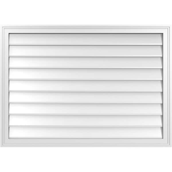 Ekena Millwork 42 in. x 30 in. Vertical Surface Mount PVC Gable Vent: Decorative with Brickmould Frame