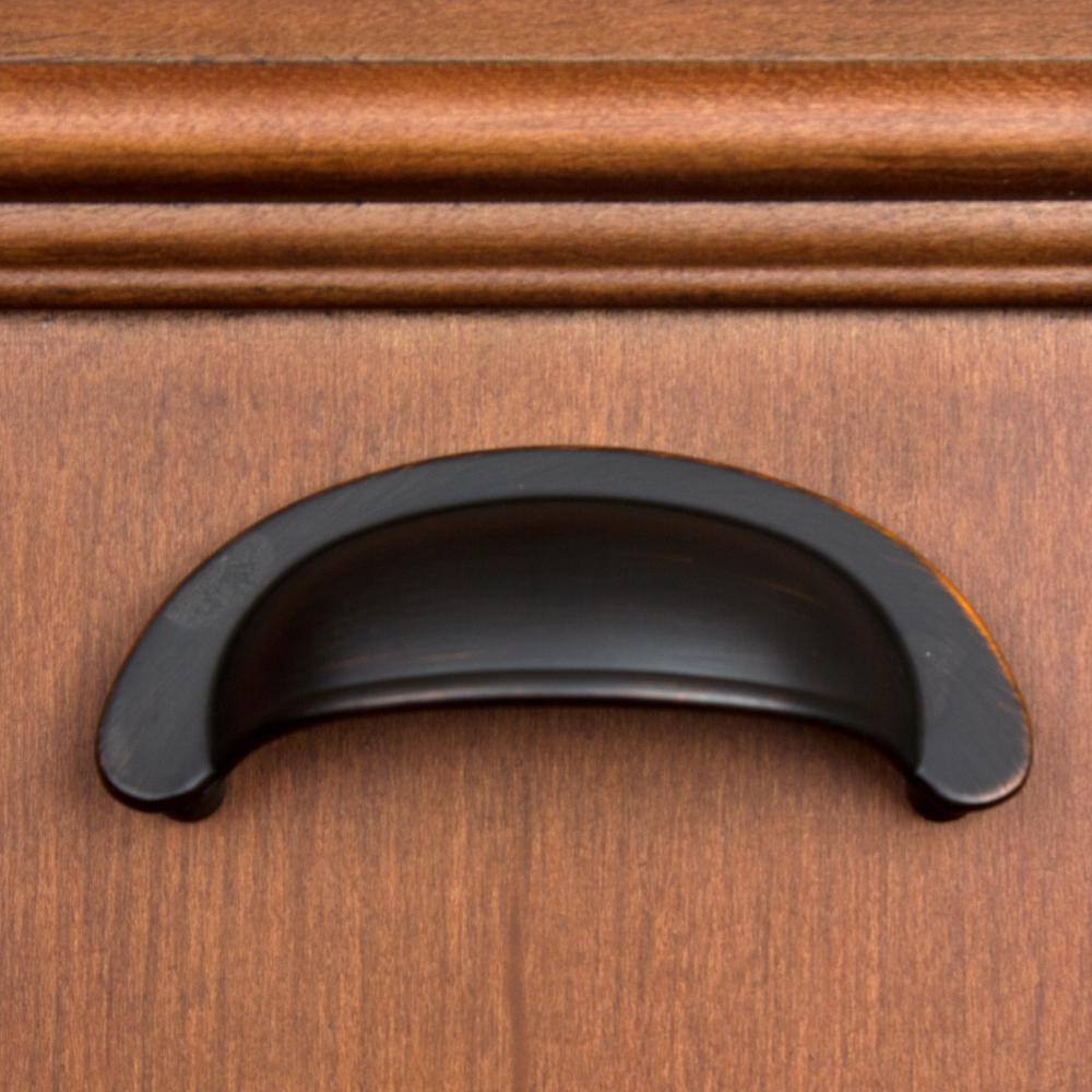 Oil Rubbed Bronze Traditional Cup Pull with Mounting Hardware