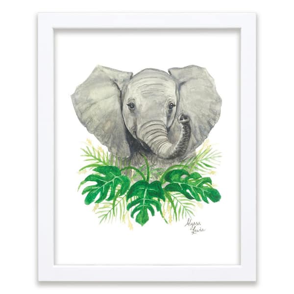 Unbranded Safari Littles "Elephant" by Alyssa Lewis Individual White Framed Animal Art Print 24 in. x 18 in.