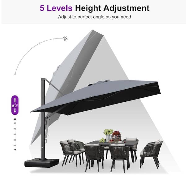 PURPLE LEAF Outdoor Aluminum Umbrella Offset Patio Umbrella, 12'12 / Grey PURPLE LEAF Outdoor Aluminum Umbrella Offset Patio Umbrella, 12'12 / Grey