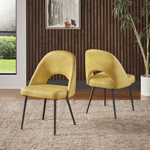 Yellow Upholstered Dining Chairs (Set Of 2)