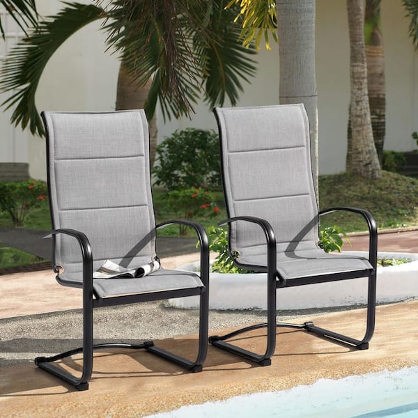 Nuu Garden Gray Textilene Metal Outdoor Dining Chairs (2-Pack)