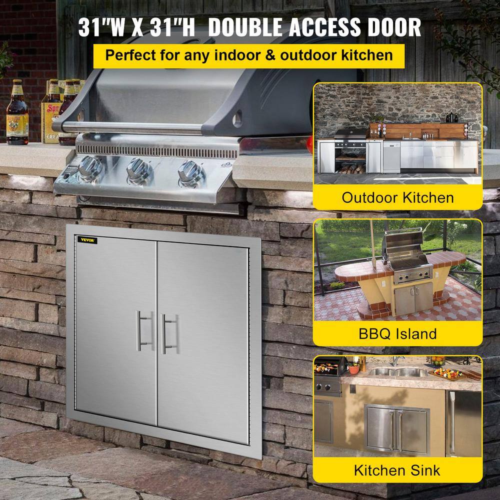 31" x 31" Stainless Steel Double Door Outdoor Kitchen Cabinet