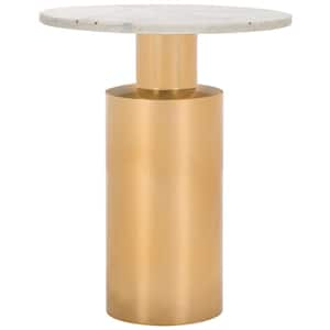 Capucine 19 in. Copper Round Marble End Table