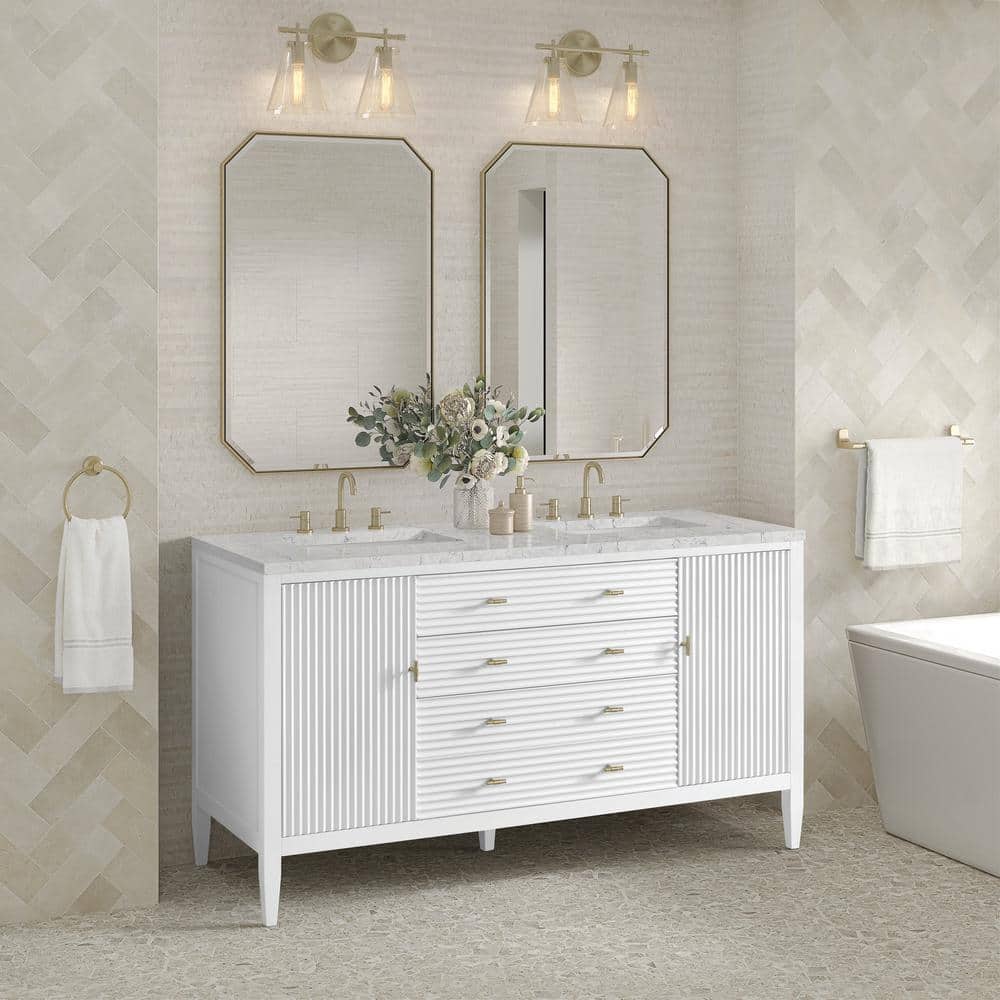 Myrrin 60.0 in. W x 23.5 in. D x 34.06 in. H Double Bath Vanity in Bright White with Eternal Jasmine Pearl Quartz Top price history on PriceWatchPro