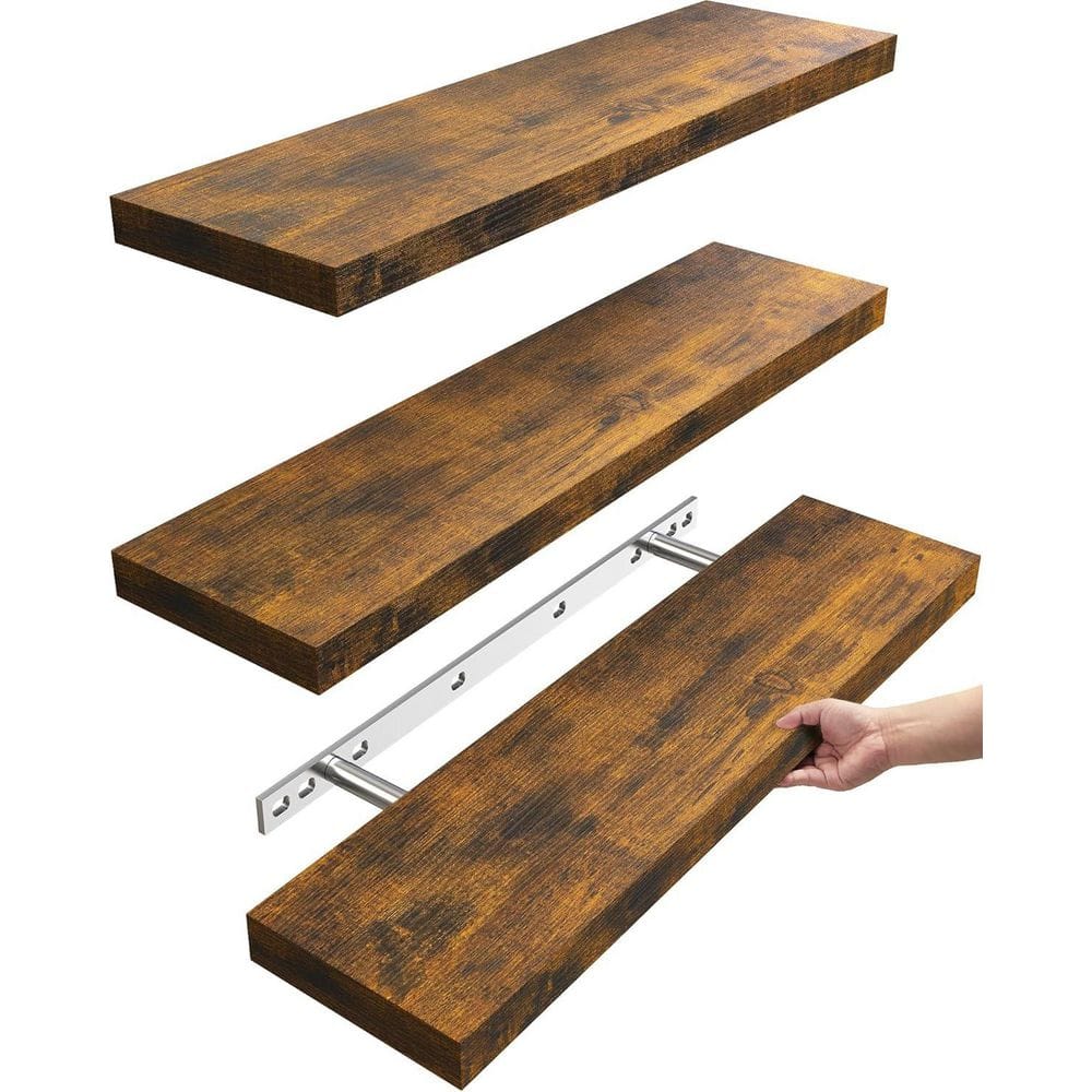 22.5 in. W x 6.7 in. D Rustic Brown Floating Shelves, Decorative Wall Shelf