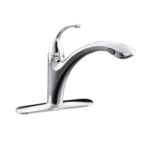 KOHLER Forte Single-Handle Pull-Out Sprayer Kitchen Faucet In Polished Chrome