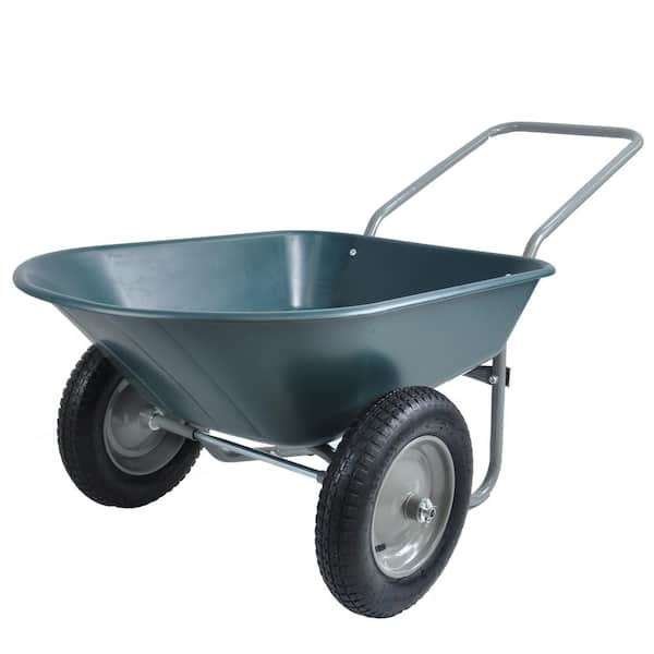 5 cu. ft. Plastic Garden Cart, Dual-Wheel Garden Wheelbarrow, Rolling ...