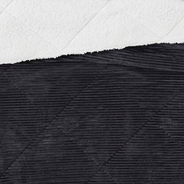 London Fog Large Corduroy Polyester Grey Full/Queen Blanket
