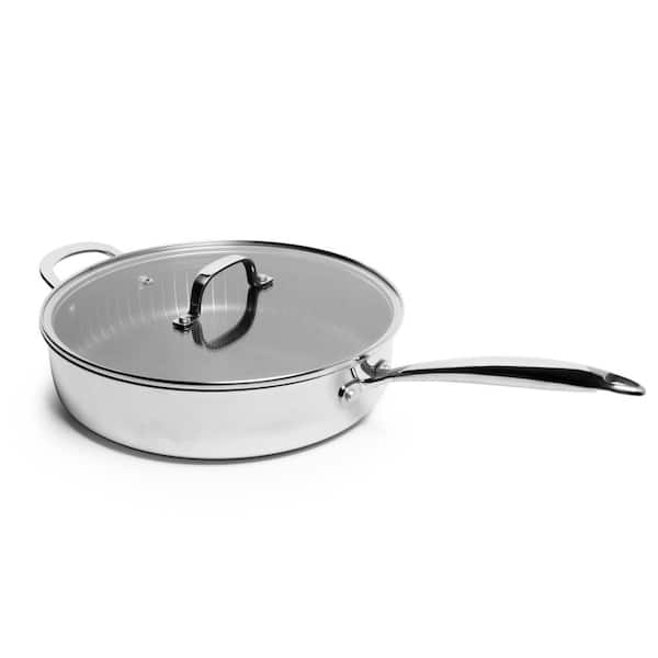 LEXI HOME Diamond Triply 4.2 qt. Stainless Steel Nonstick Saute Pan with Glass Lid LB5571 The