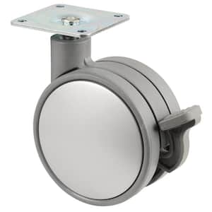 2-15/16 in. (75 mm) Silver and Gray Braking Swivel Plate Caster with 176 lb. Load Rating