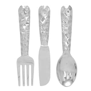 Aluminum Silver Knife, Spoon and Fork Utensils Wall Decor (Set of 3)