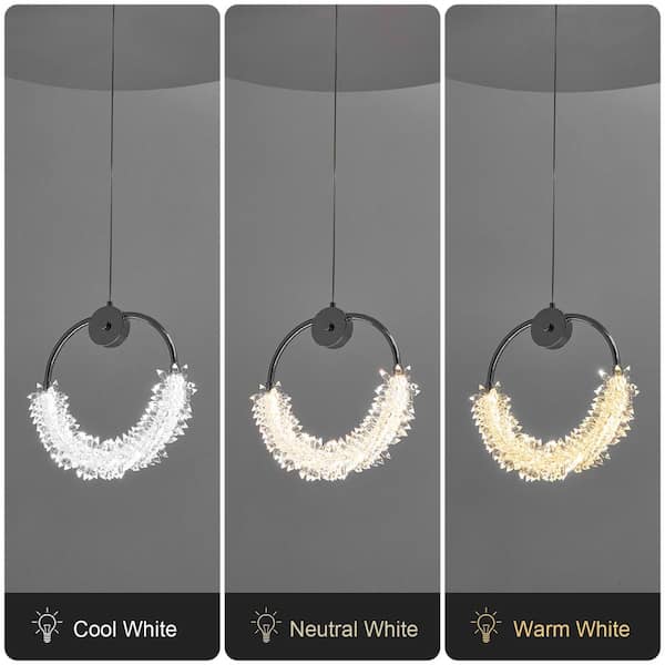 FIRHOT 24-Watt 1 Light Chrome Integrated LED Crystal Pendant Light