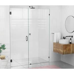 Illume 57.5 in. W x 78 in. H Wall Hinged Frameless Shower Door in Matte Black Finish with Clear Glass