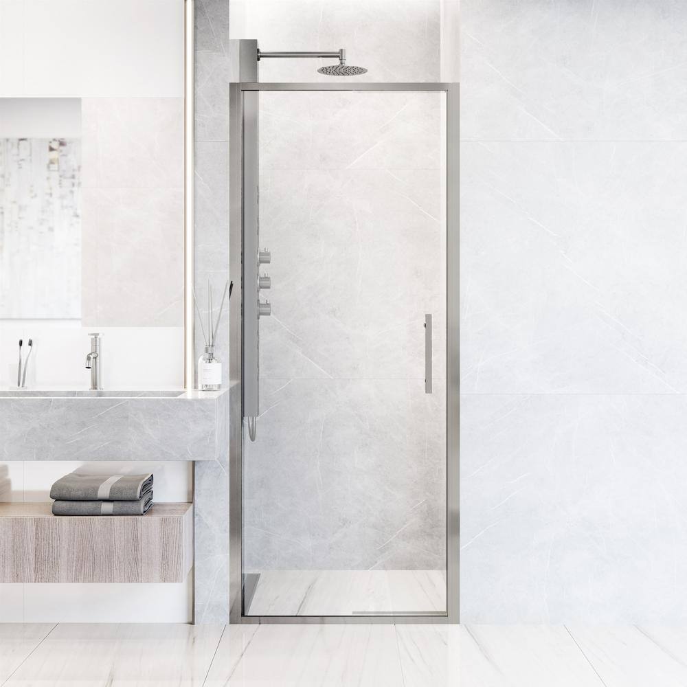 Astoria 30" x 76" Chrome Framed Pivot Shower Door with Clear Glass