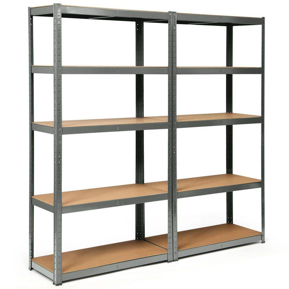 Gray 5-Tier Heavy Duty Metal Boltless Garage Storage Industrial Shelving (1