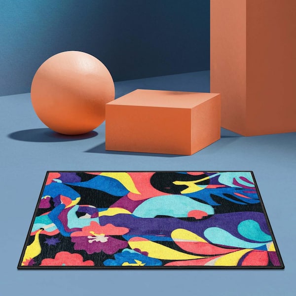 Misha - The Sunday Jungle a Room with a View Modern Abstract Multi 2 ft. x 3 ft. Area Rug