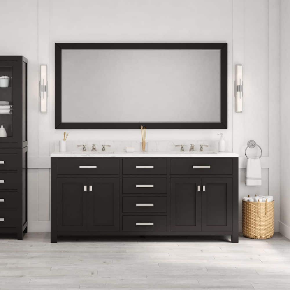 Madison 72 in. W x 21.5 in. D x 34 in. H Double Sink Bath Vanity in Espresso with Carrara White Marble Top price history on PriceWatchPro