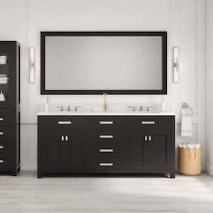 Madison 72 in. W x 21.5 in. D x 34 in. H Double Sink Bath Vanity in Espresso with Carrara White Marble Top