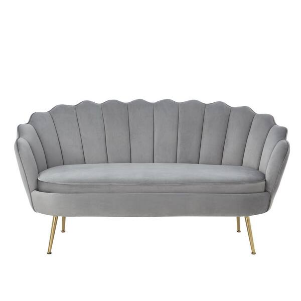 Nicole Miller Irelyn 29 in. Gray Tufted Upholstered Velvet 2-Seat Loveseat