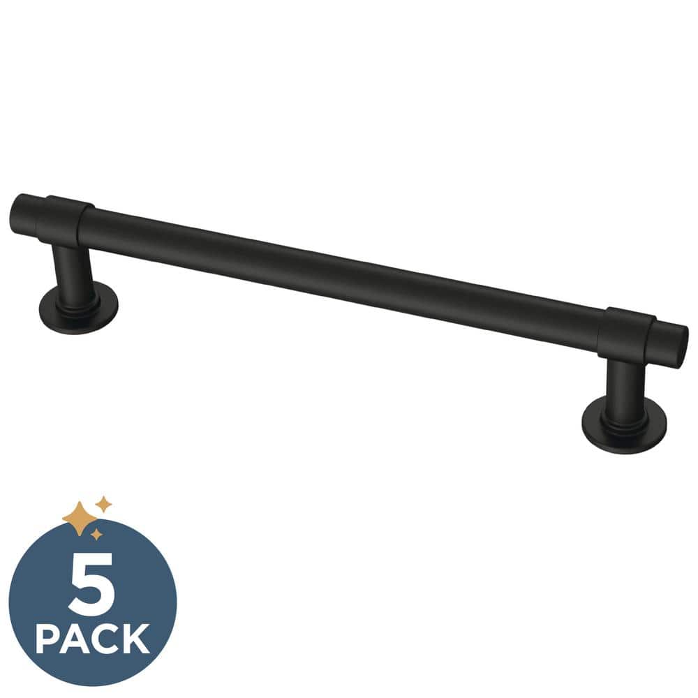 5-Pack 5-1/16 in. (128 mm) Classic Cabinet Bar Pulls in Matte Black with An