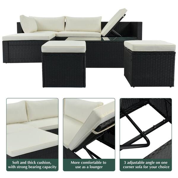 rattan angled corner sofa