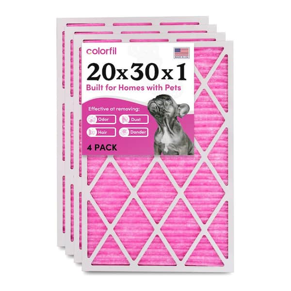 COLORFIL 20 in. x 30 in. x 1 in. Odor Removal and Color Changing Pleated Furnace Air Filter, MERV 8 (4-Pack)