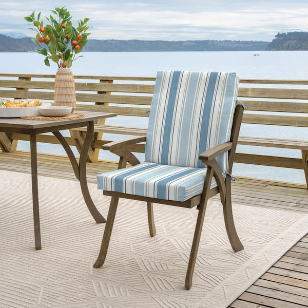 Sunnydaze Outdoor Square Tufted Seat Cushion - Neutral Stripes