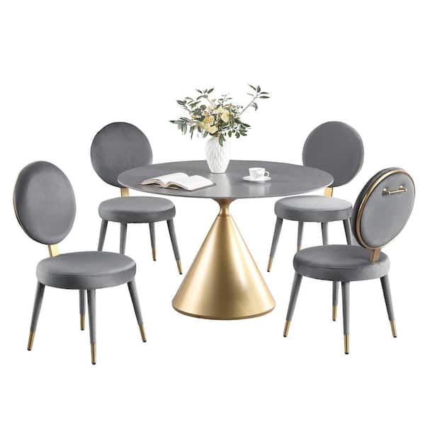 Morden Fort 5-Piece Dining Sets Modern Luxury Dining Table and Chair Set for Dining Room, Kitchen, Restaurant in Grey