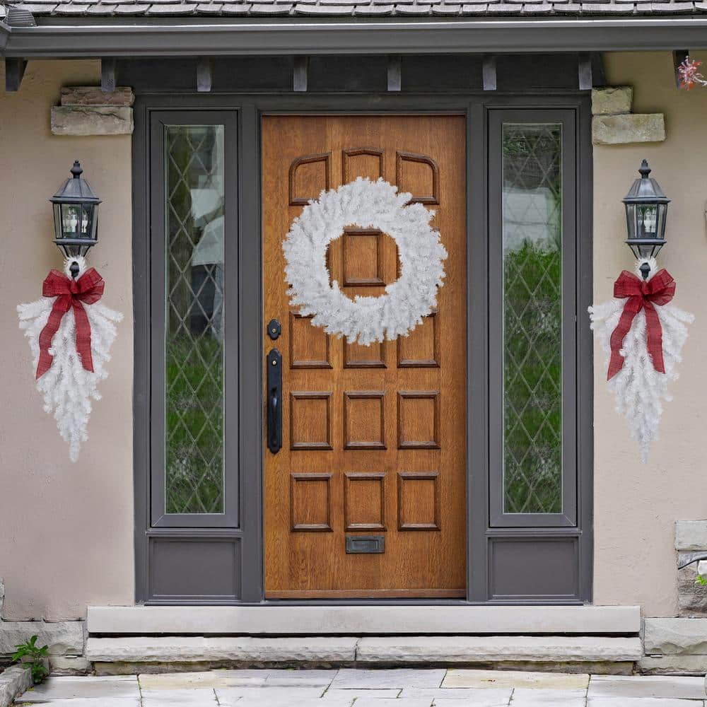 Snow White Pine Artificial Christmas Teardrop Swag - 30"