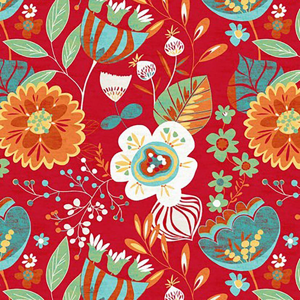 Avianna Saxony Red Floral Outdoor Lumbar Throw Pillow Set