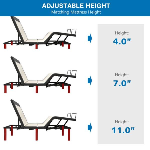 ANGELES HOME 38 in. W Black Twin XL Size Adjustable Bed Base ANGELES HOME 38 in. W Black Twin XL Size Adjustable Bed Base