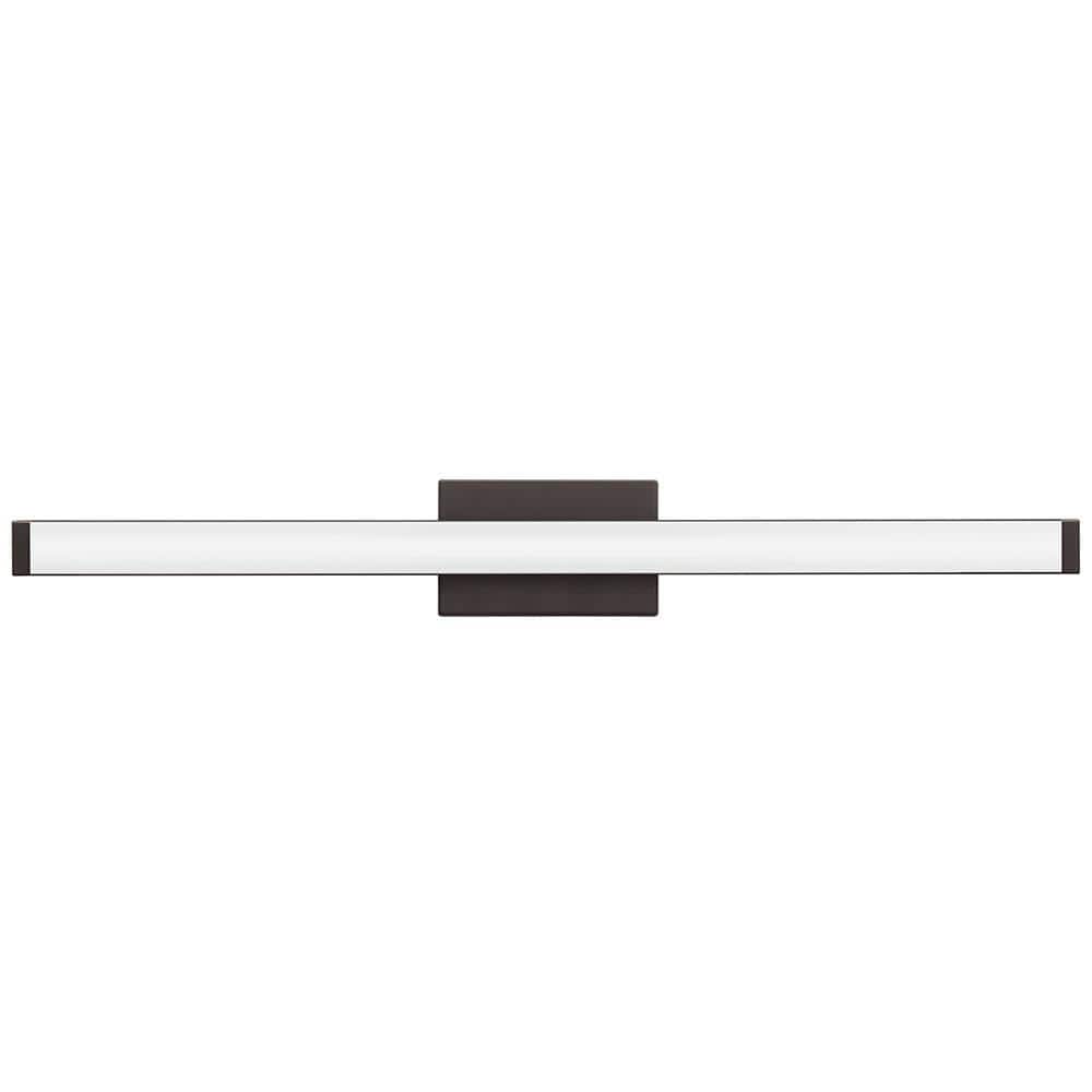 Contemporary Brushed Bronze LED Vanity Light with Dimmable Acrylic Shade