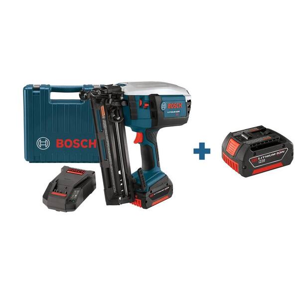 Bosch 18 Volt 16-Gauge Lithium-Ion Finishing Nail Gun Kit with Free 18 Volt 3.0 Ah High-Capacity Lithium-Ion Battery