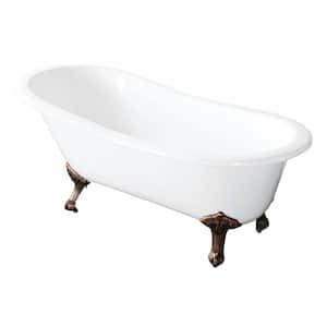 Barclay Products Gavin 54 25 In Cast Iron Slipper Clawfoot Non Whirlpool Bathtub In White With No Faucet Holes And White Feet Ctsn54i Wh Wh The Home Depot
