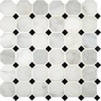 Greecian White 12 in. x 12 in. Polished Marble Floor and Wall Mosaic Tile (1 sq. ft./Each)