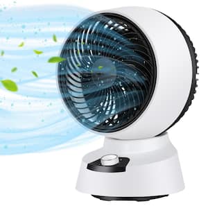 9 in. 3 fan speeds Desk Fan in Black White, Powerful Air Flow, Build-in Handle & Convenient Button for Indoor Use