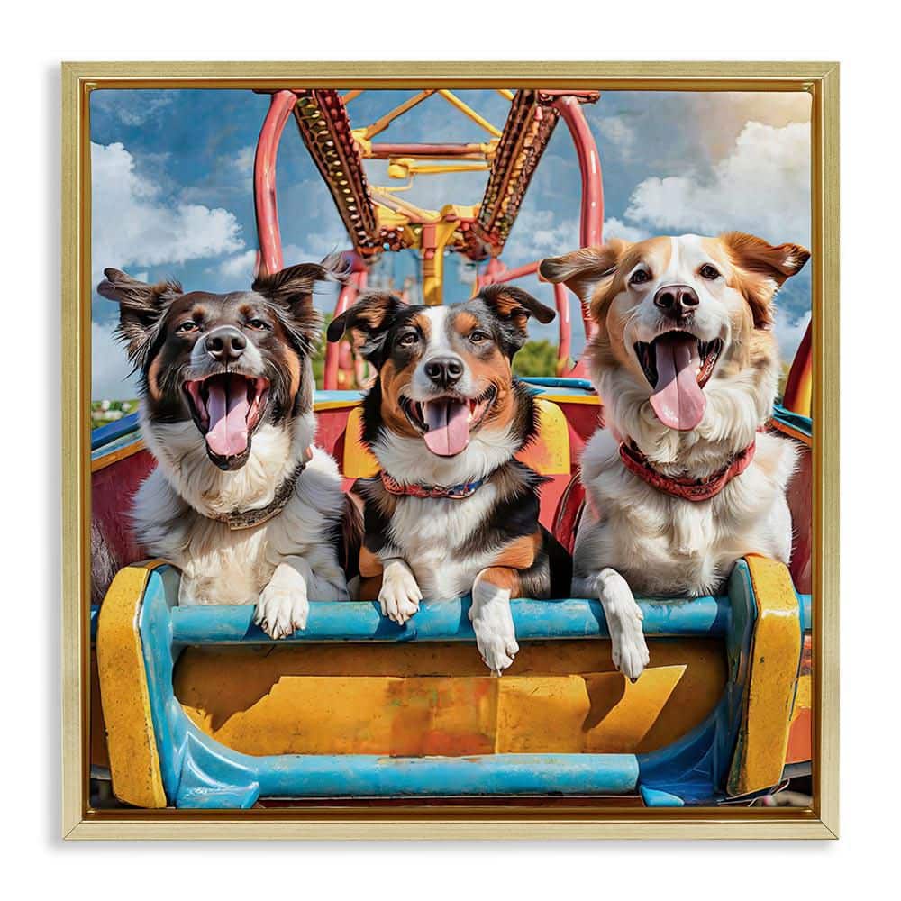 Amusement Park Dogs by Jim Baldwin Gold Floater Frame Graphic Art Print Animal 25 in. x 25 in. price history on PriceWatchPro