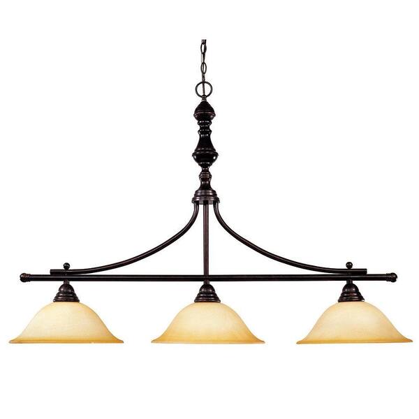 Illumine 3-Light English Bronze Trestle with Cream Faux Marble Glass