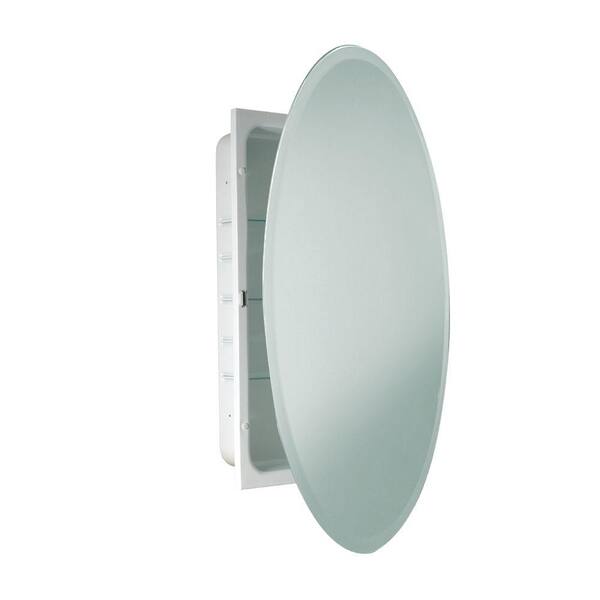 Deco Mirror 24 in. x 36 in. Recessed Beveled Oval Medicine Cabinet