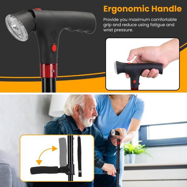 Aoibox Portable Lightweight Foldable Walking Cane with Red Aoibox Portable Lightweight Foldable Walking Cane with Red