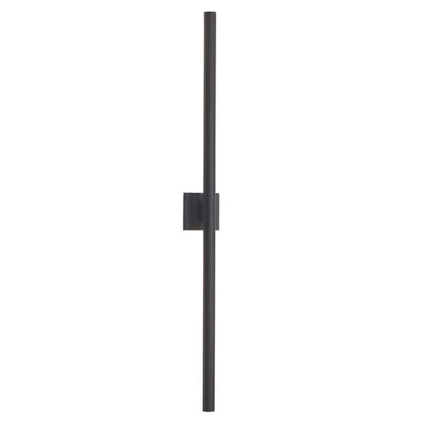 50 in. Linear Cylinder Black Triac Dimmable LED Outdoor Wall Sconce, Entry Stairs Bedroom 3000K Wall Light