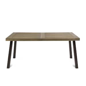 Della Rustic Metal and Gray Wood Outdoor Patio Dining Table