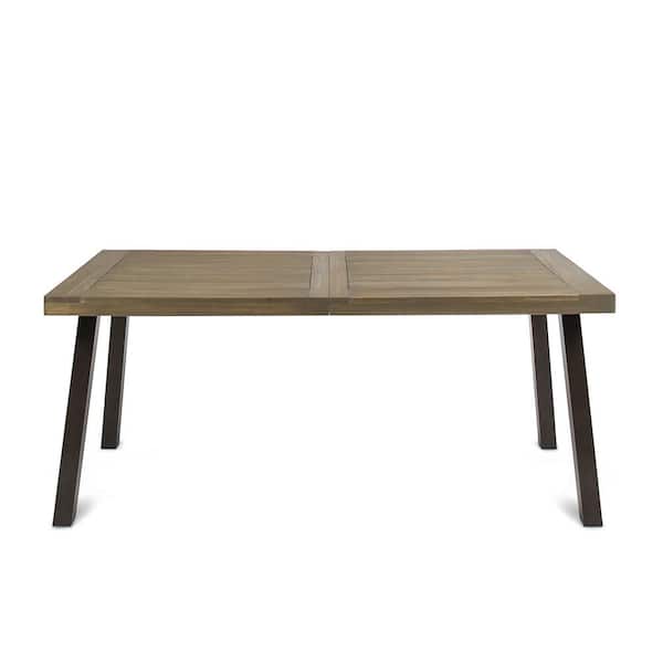 Noble House Della Rustic Metal and Gray Wood Outdoor Dining Table