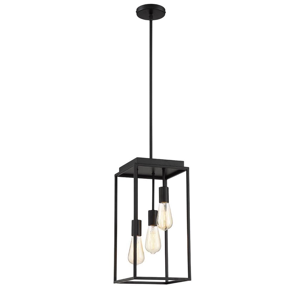 Home Decorators Collection Rollins 3Light Black Cage Pendant Light for