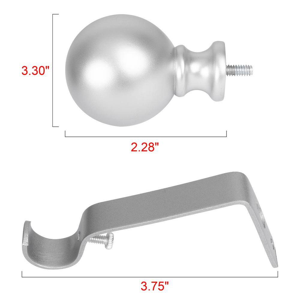 Adjustable Nickel Curtain Rod with Decorative Finials, 48-86 inches